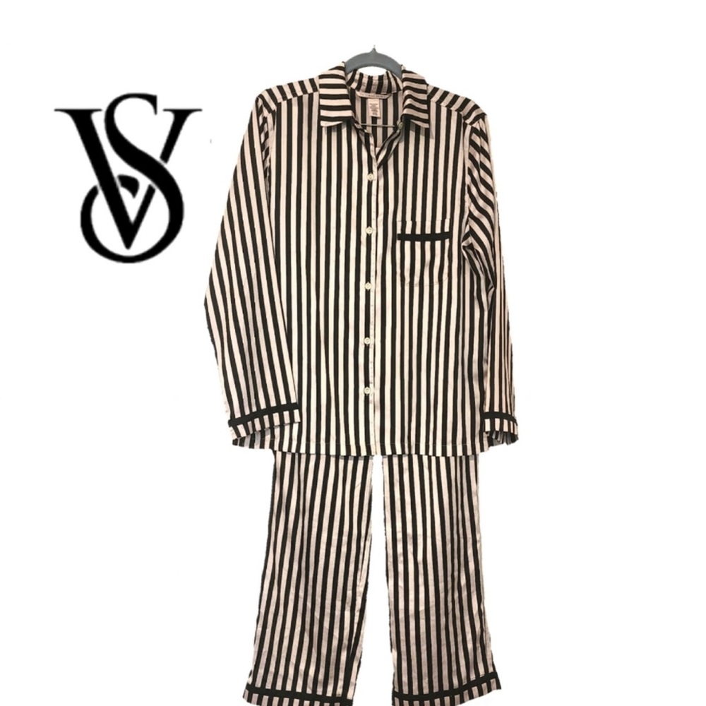 Vintage Pink and Black Stripe Victoria's Secret Pajama Set